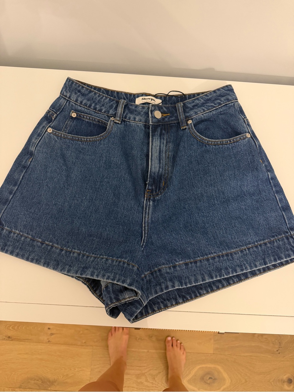 Showpo Blue High-Waist Denim Shorts
